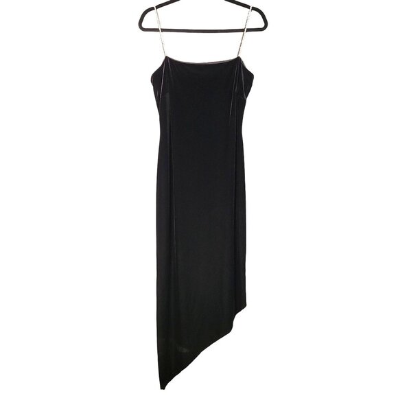 Vintage Y2K 90s Women's sz 12 Black Velvet Slip Dress Evening Gown Whimsygoth Rh - Picture 2 of 8